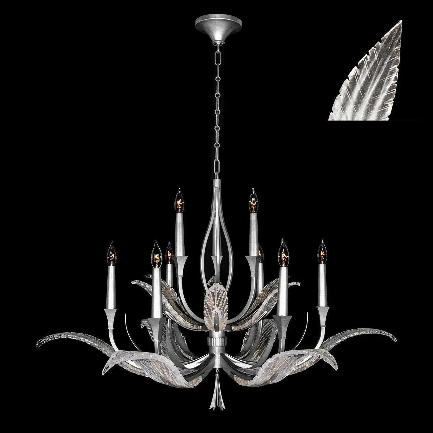 Fine Art Handcrafted Lighting - Plume 45-Inch Nine Light Chandelier - 893640-11ST | Montreal Lighting & Hardware
