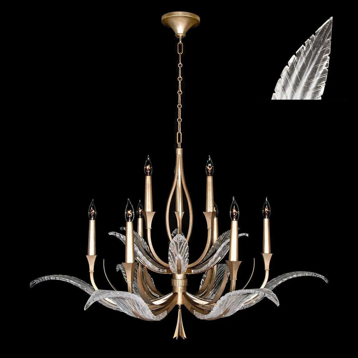Fine Art Handcrafted Lighting - Plume 45-Inch Nine Light Chandelier - 893640-21ST | Montreal Lighting & Hardware