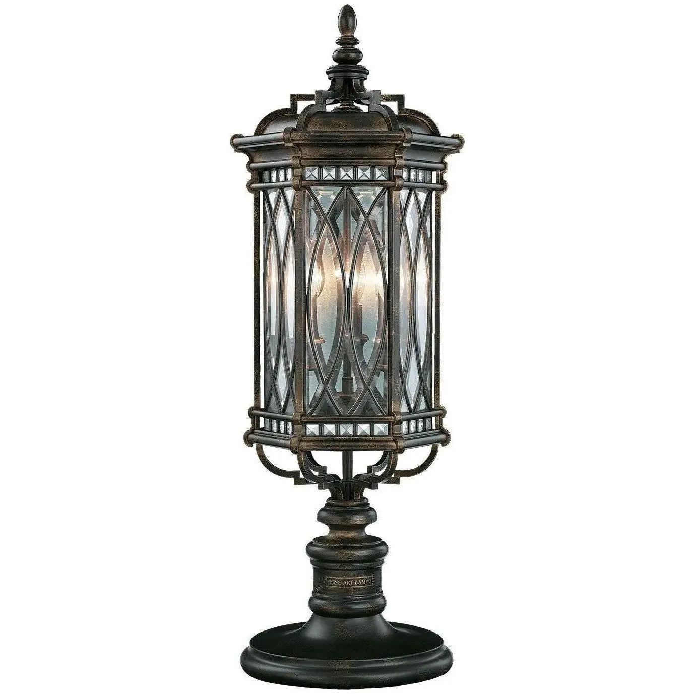 Fine Art Handcrafted Lighting - Warwickshire 32-Inch Three Light Outdoor Pier/Post Mount - 611283ST | Montreal Lighting & Hardware