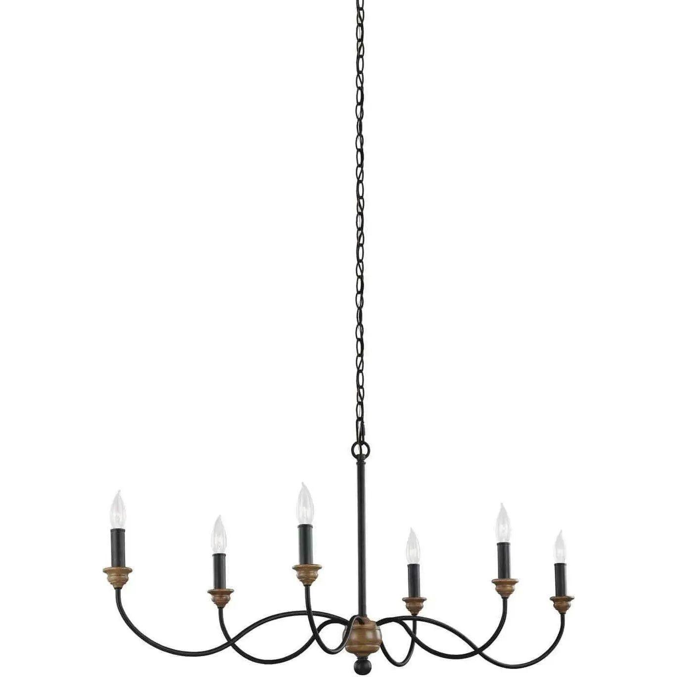 Generation Lighting - Hartsville Linear Chandelier - F3000/6DWZ/WO | Montreal Lighting & Hardware