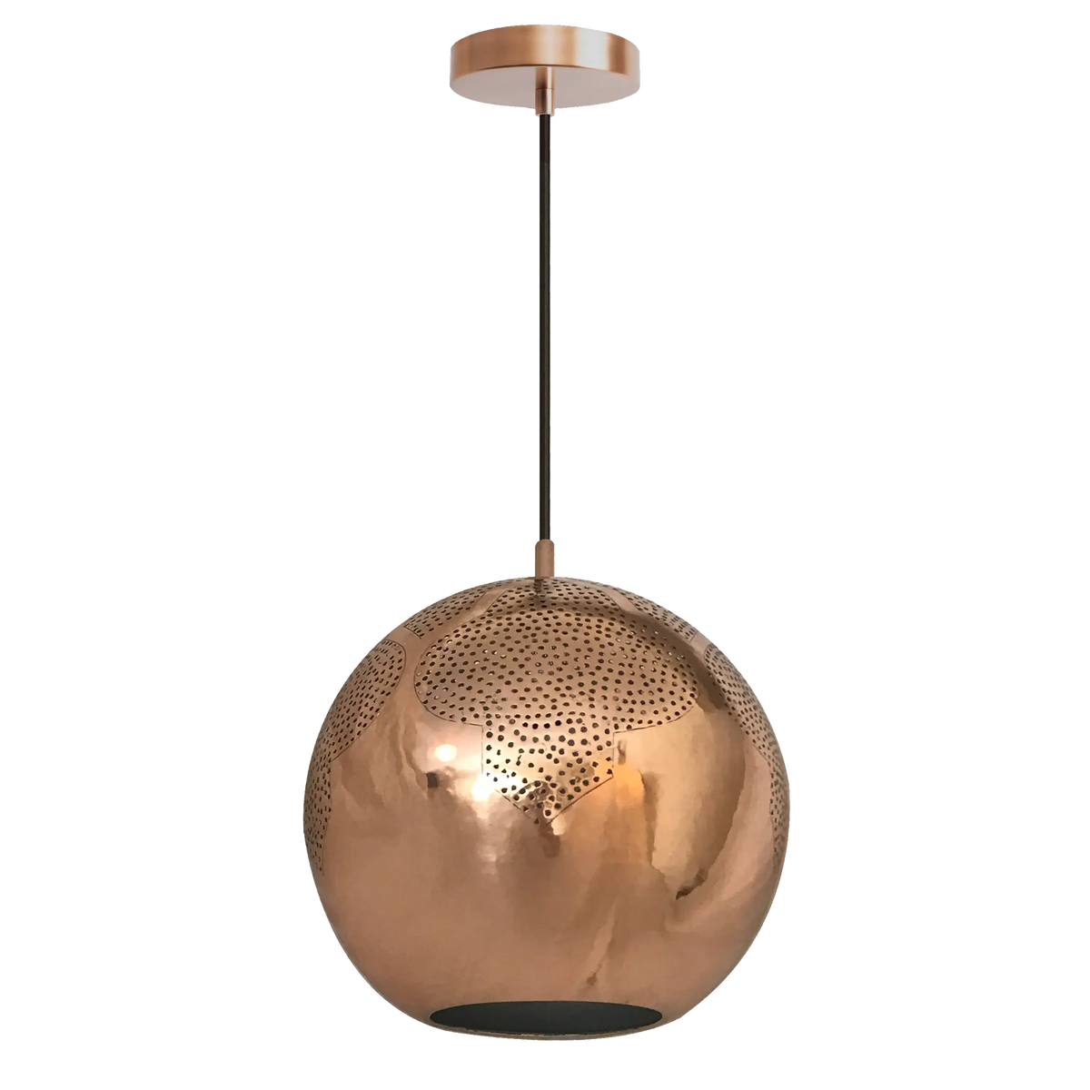 Dounia Home - DH-NAJTREGLO-MD-PC - Najma Trellis Globe Pendant Light - Polished Copper