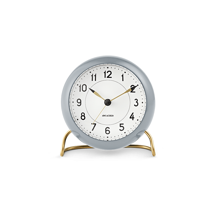 Arne Jacobsen Clocks 43674 Station Table Clock in Grey/White