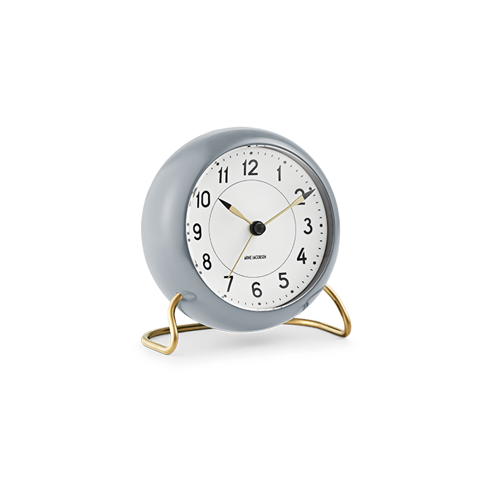 Arne Jacobsen Clocks 43674 Station Table Clock in Grey/White