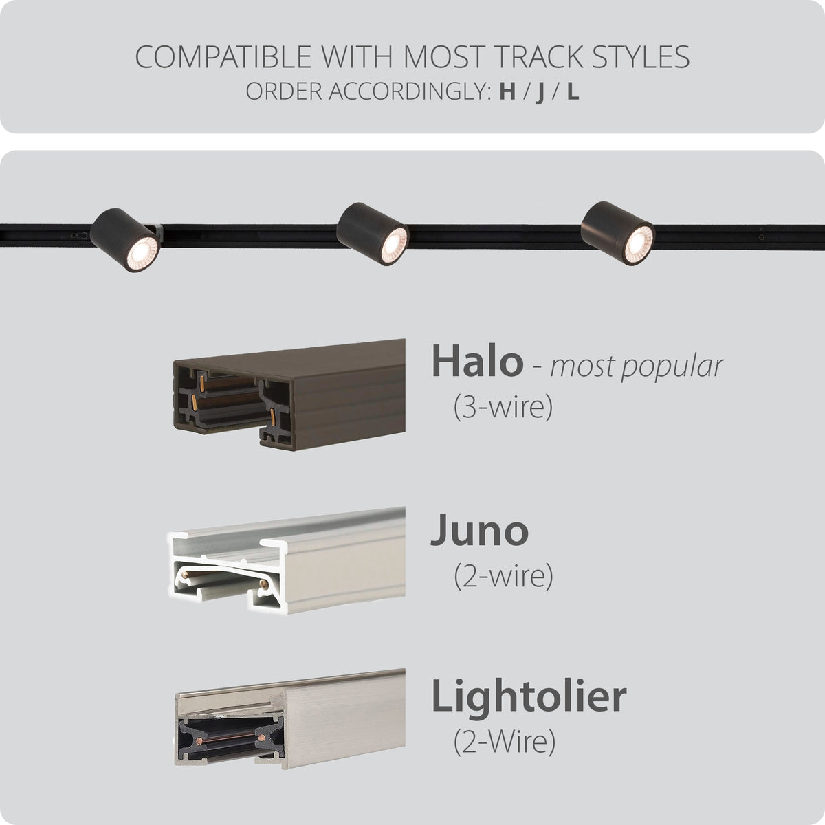 WAC Lighting 8010-CS Charge Single LED Track Luminaire track compatibility H J L