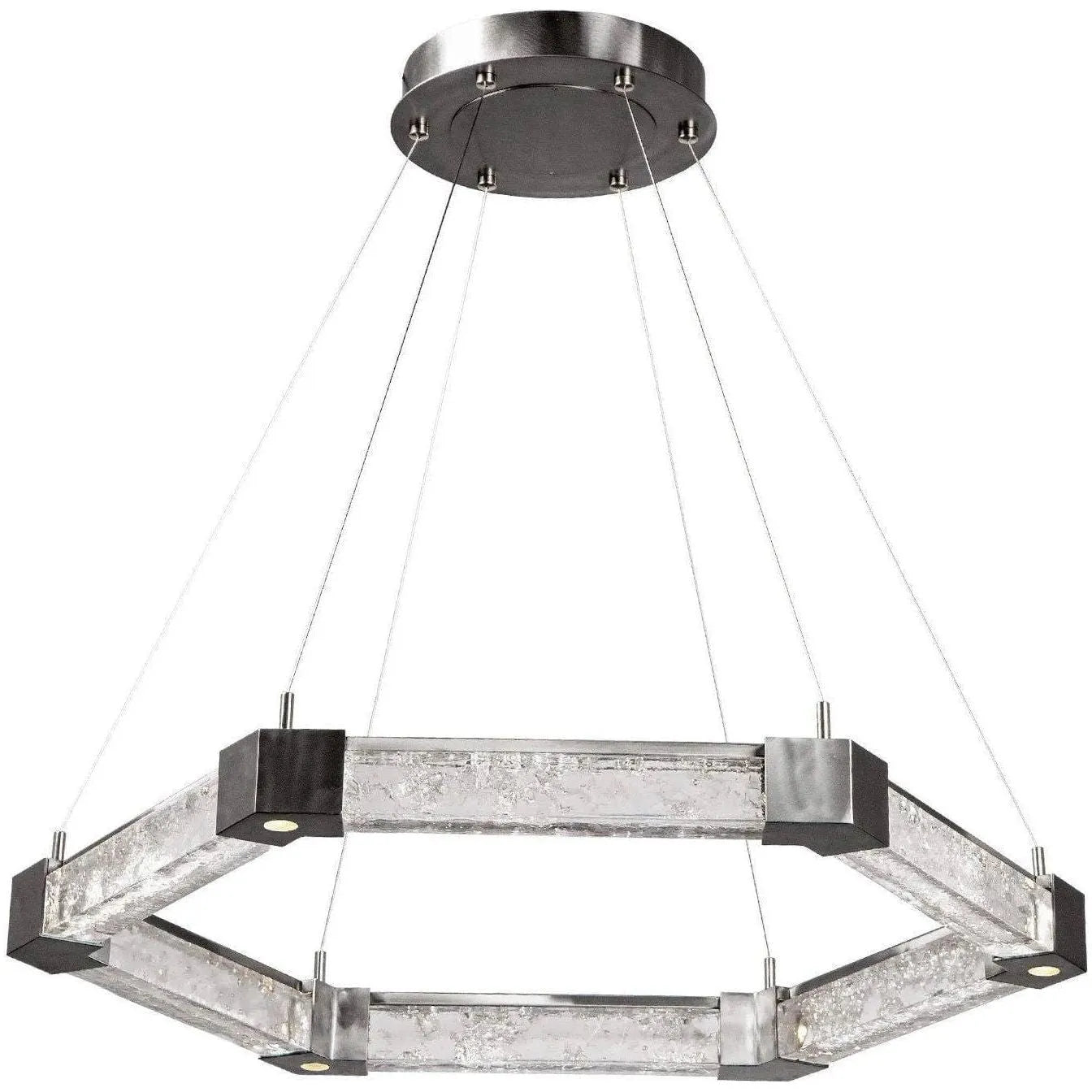 Hammerton Studio - Axis Hexagonal Ring Chandelier, 35-Inch - CHB0060-35-SN-GC-CA1-L1 | Montreal Lighting & Hardware