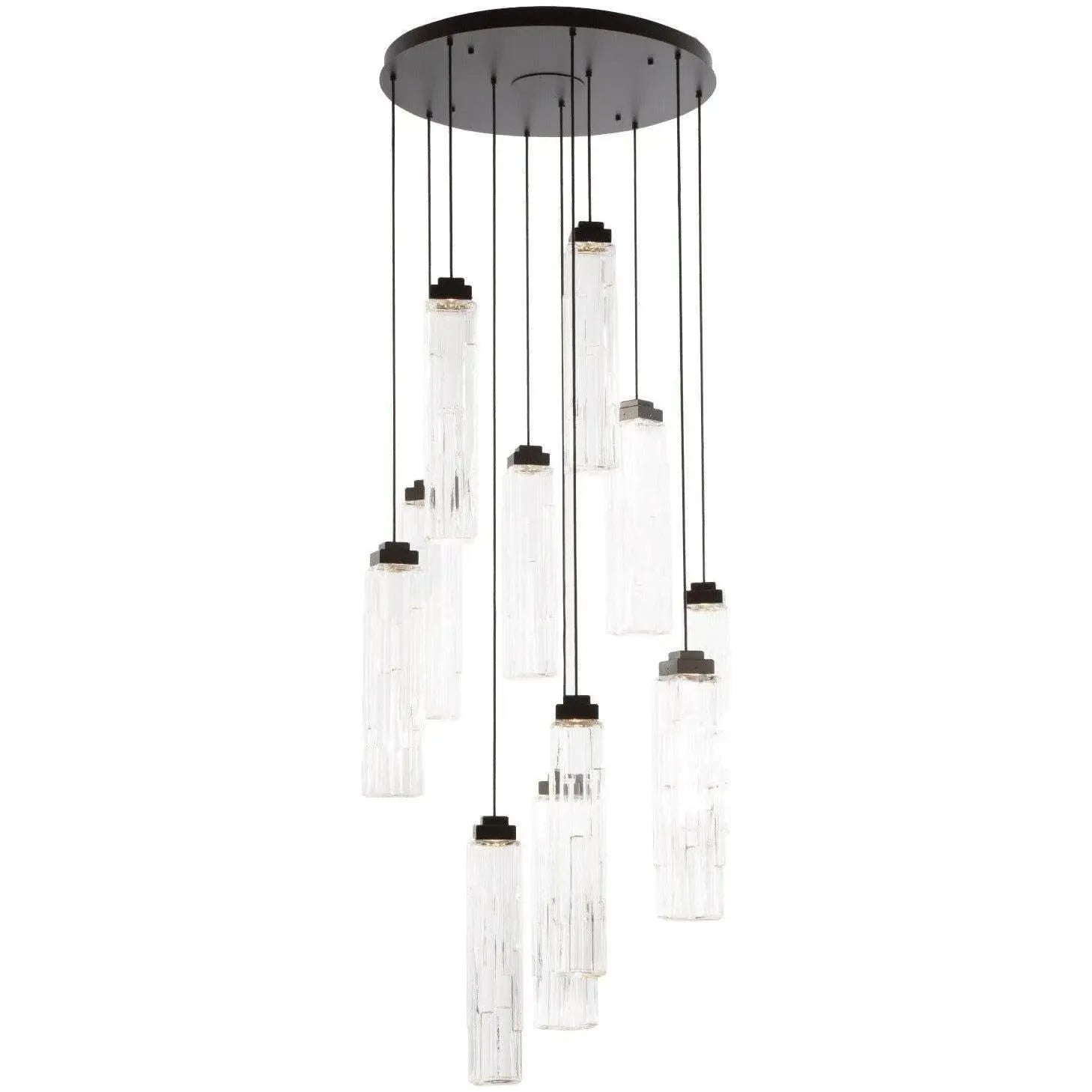 Hammerton Studio - Ledgestone Round Multi-Port , 11-Light - CHB0056-11-MB-LC-C01-L1 | Montreal Lighting & Hardware