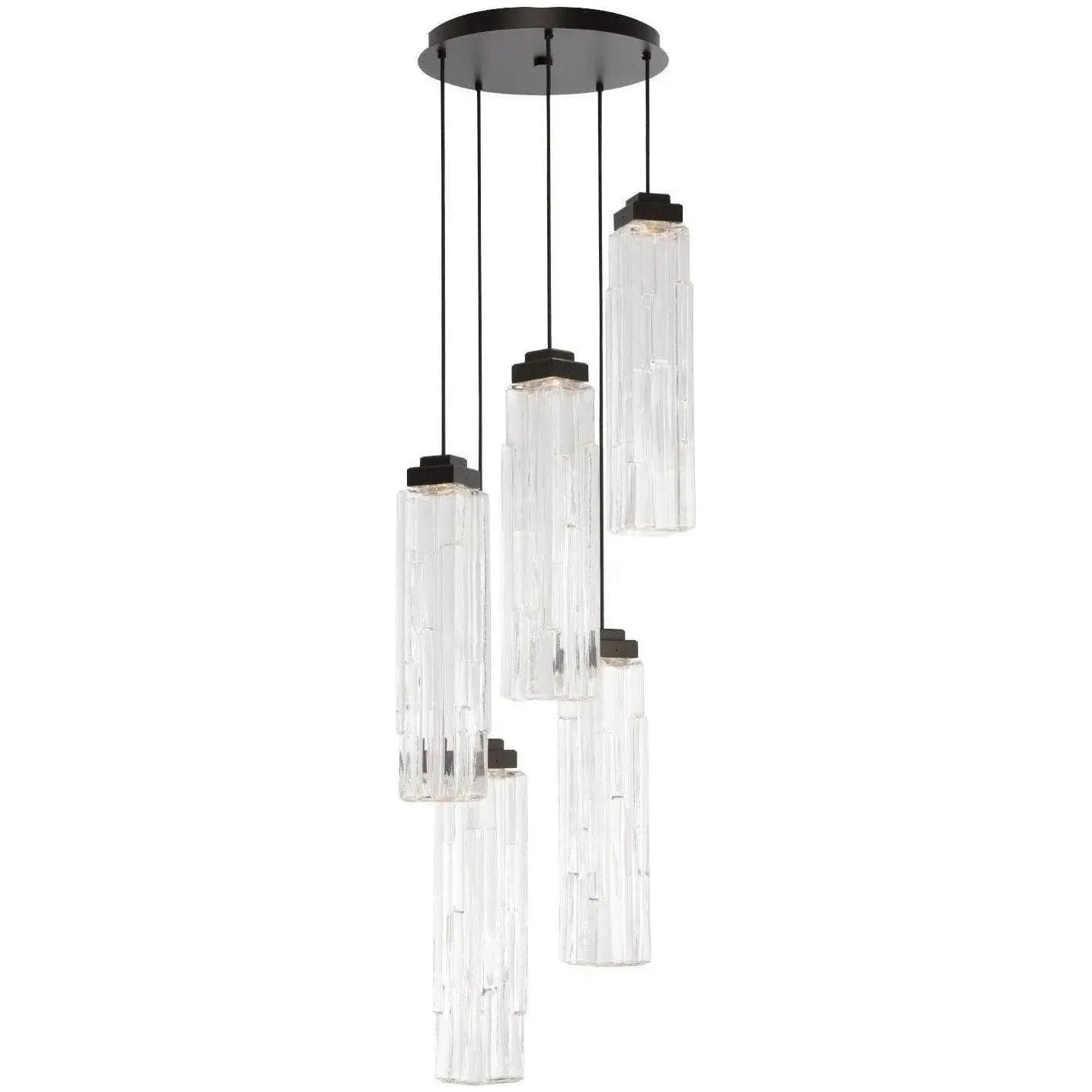 Hammerton Studio - Ledgestone Round Multi-Port , 5-Light - CHB0056-05-MB-LC-C01-L1 | Montreal Lighting & Hardware
