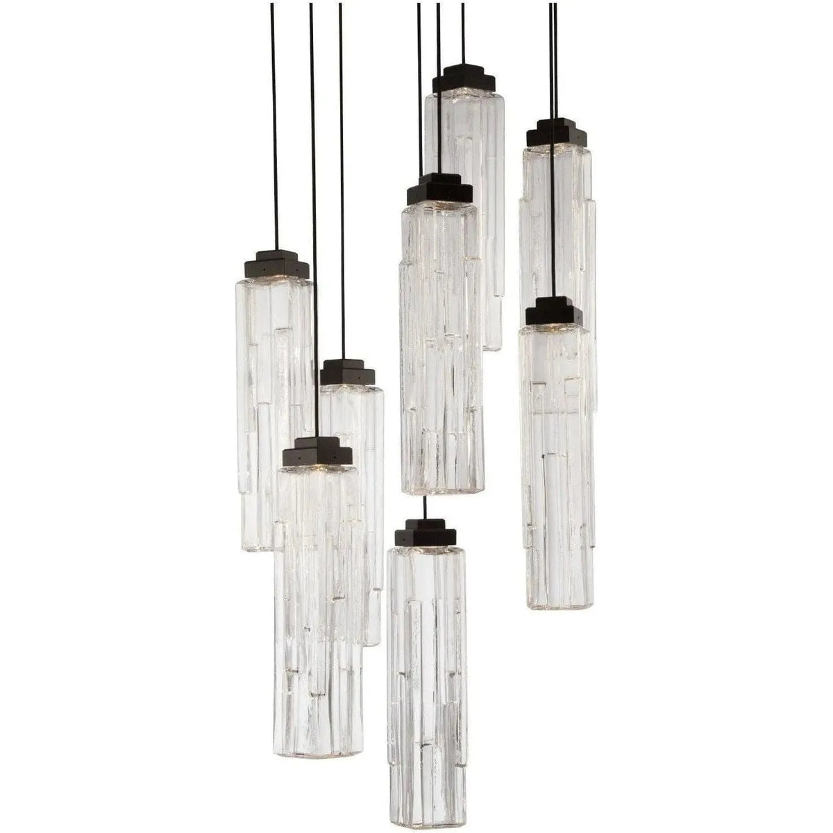 Hammerton Studio - Ledgestone Round Multi-Port , 8-Light - CHB0056-08-MB-LC-C01-L1 | Montreal Lighting & Hardware