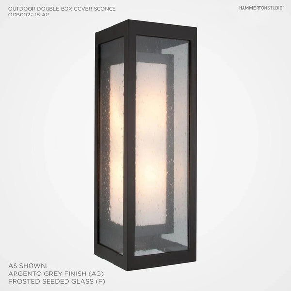 Outdoor Double Box Cover Sconce with Glass by Hammerton Studio | Showroom Model