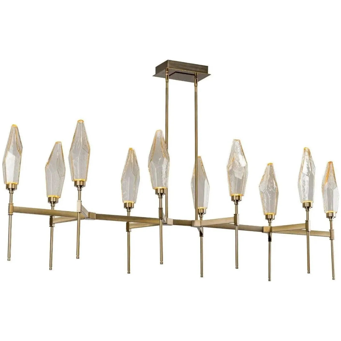 Hammerton Studio - Rock Crystal Linear Belvedere Suspension, 10-Light - PLB0050-67-HB-CA-001-L1 | Montreal Lighting & Hardware