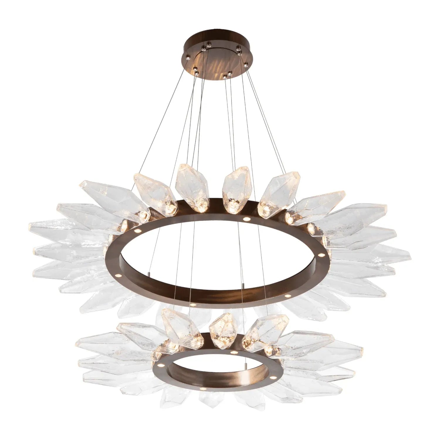 Hammerton Studio - Rock Crystal Radial Ring Two Tier, 56-Inch - CHB0050-2T-RB-CC-CA1-L1 | Montreal Lighting & Hardware