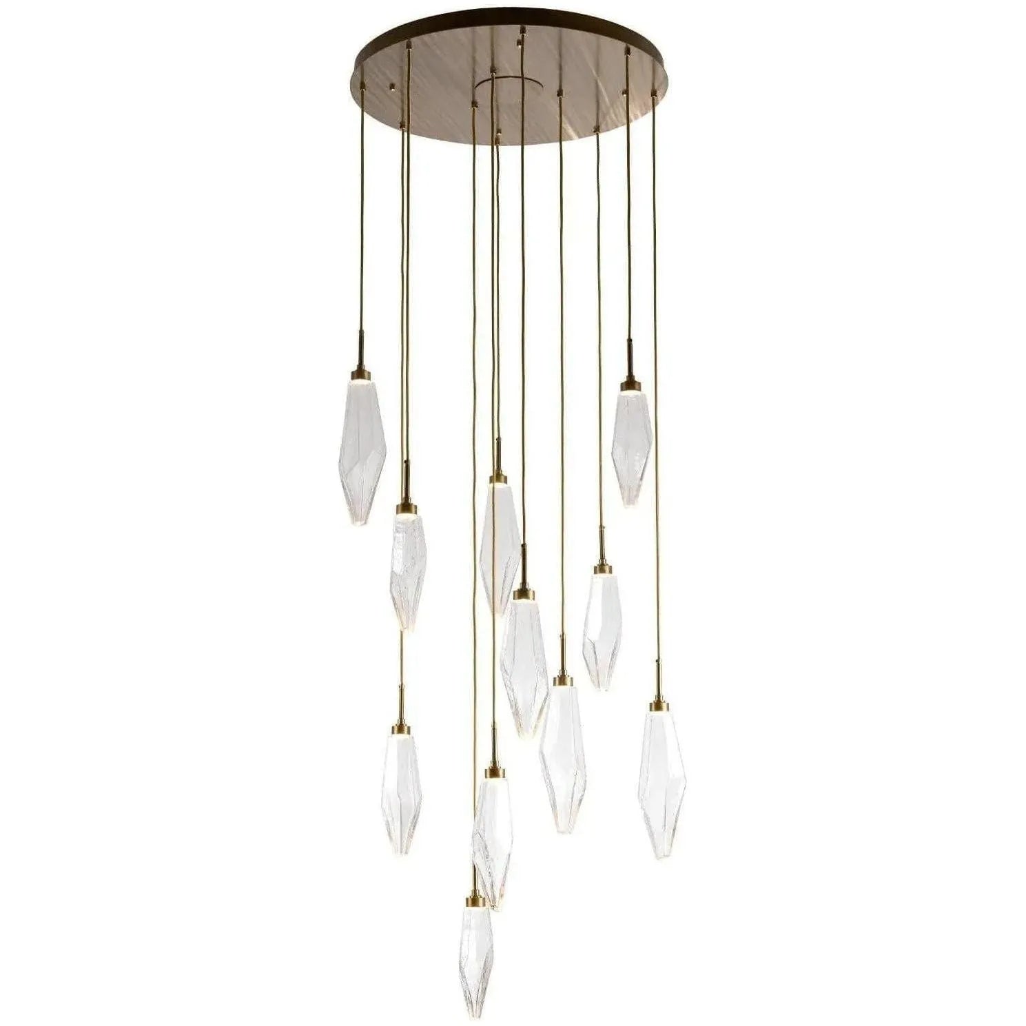 Hammerton Studio - Rock Crystal Round Multi-Port, 11-Light - CHB0050-11-HB-CC-C01-L1 | Montreal Lighting & Hardware