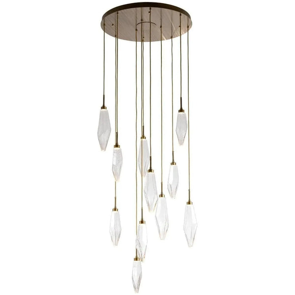 Cristal de roche rond multiport, 11 lumières