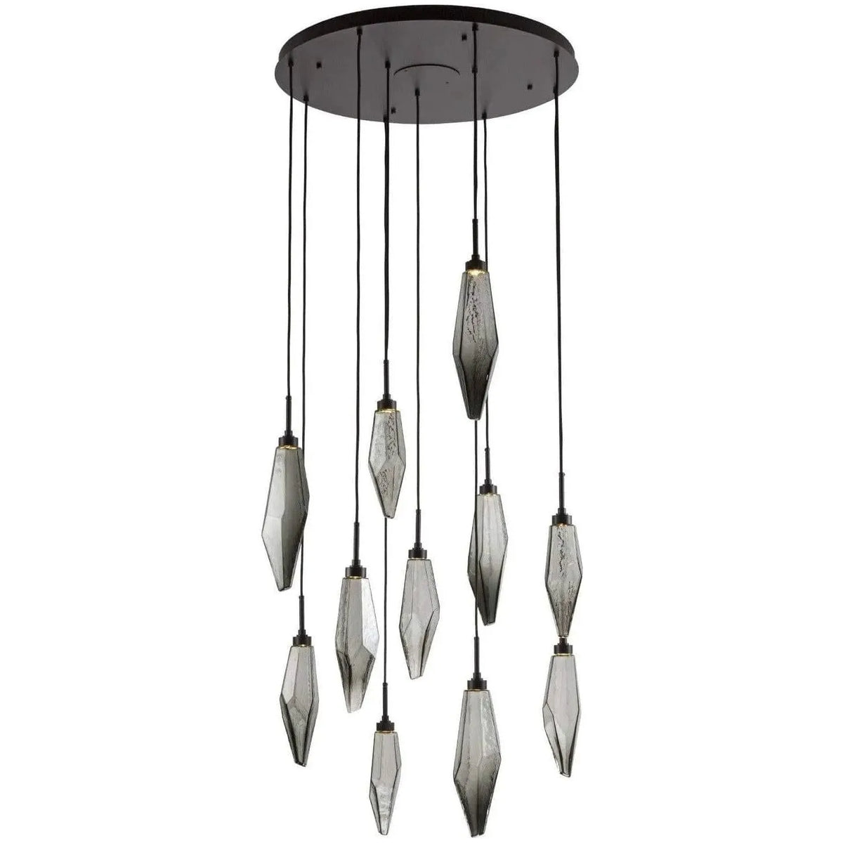 Hammerton Studio - Rock Crystal Round Multi-Port, 11-Light - CHB0050-11-MB-CS-C01-L1 | Montreal Lighting & Hardware