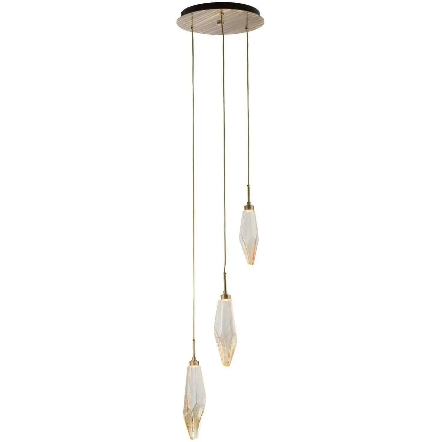 Hammerton Studio - Rock Crystal Round Multi-Port, 3-Light - CHB0050-03-HB-CA-C01-L1 | Montreal Lighting & Hardware