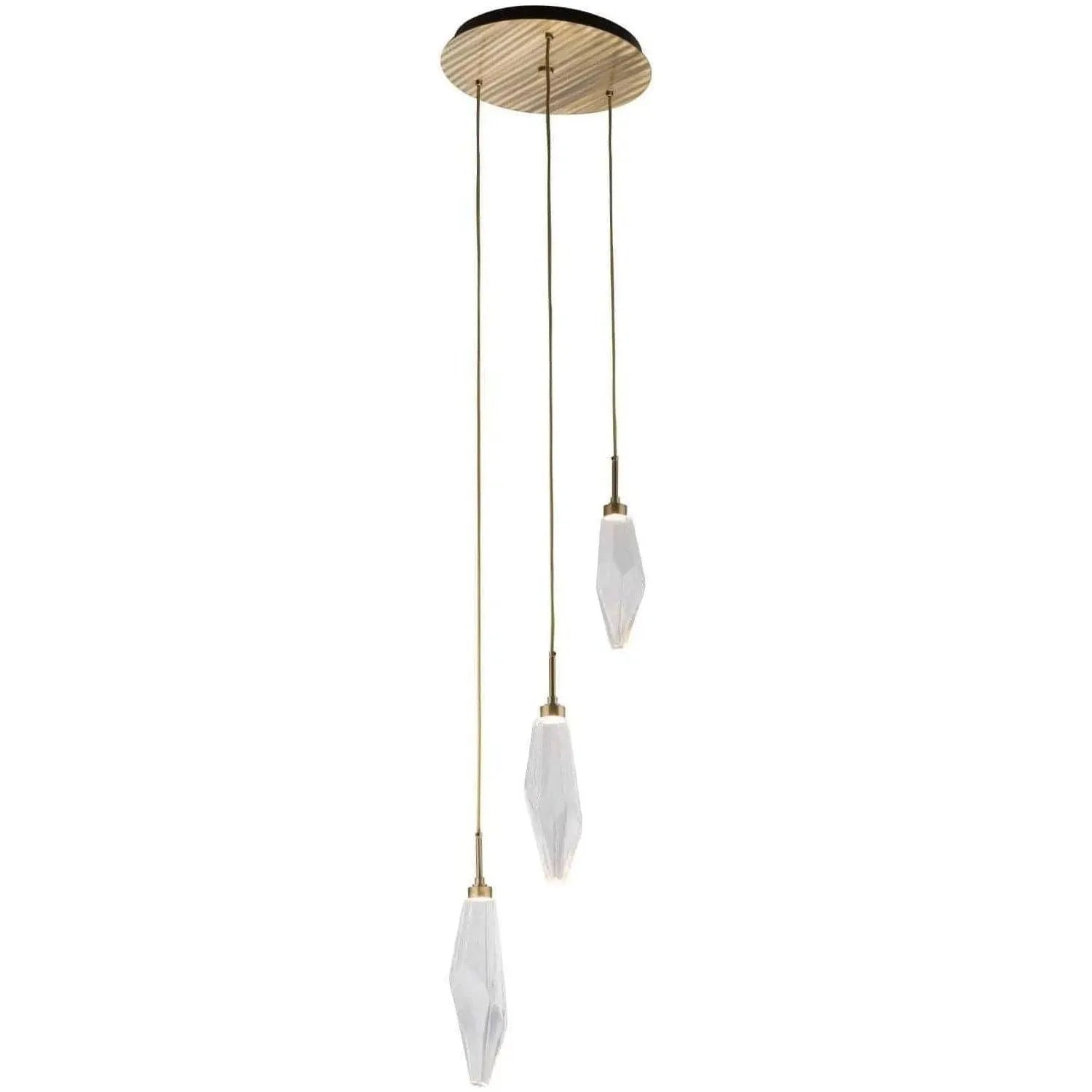 Hammerton Studio - Rock Crystal Round Multi-Port, 3-Light - CHB0050-03-HB-CC-C01-L1 | Montreal Lighting & Hardware