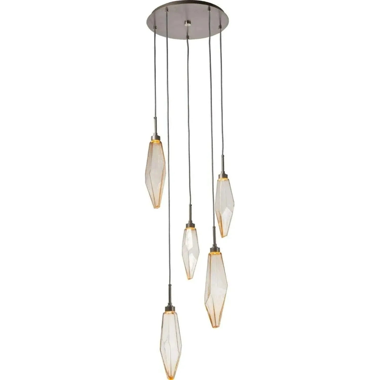 Hammerton Studio - Rock Crystal Round Multi-Port, 5-Light - CHB0050-05-BS-CA-C01-L1 | Montreal Lighting & Hardware