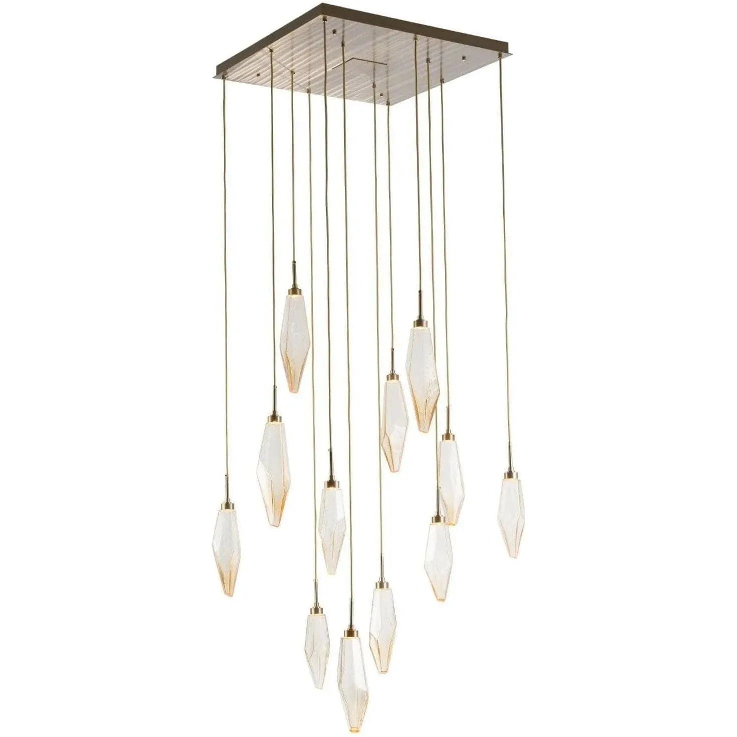 Hammerton Studio - Rock Crystal Square Multi-Port, 12-Light - CHB0050-12-HB-CA-C01-L1 | Montreal Lighting & Hardware
