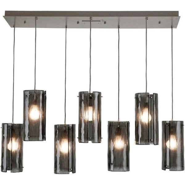 Multiport linéaire en verre texturé, 7 lumières