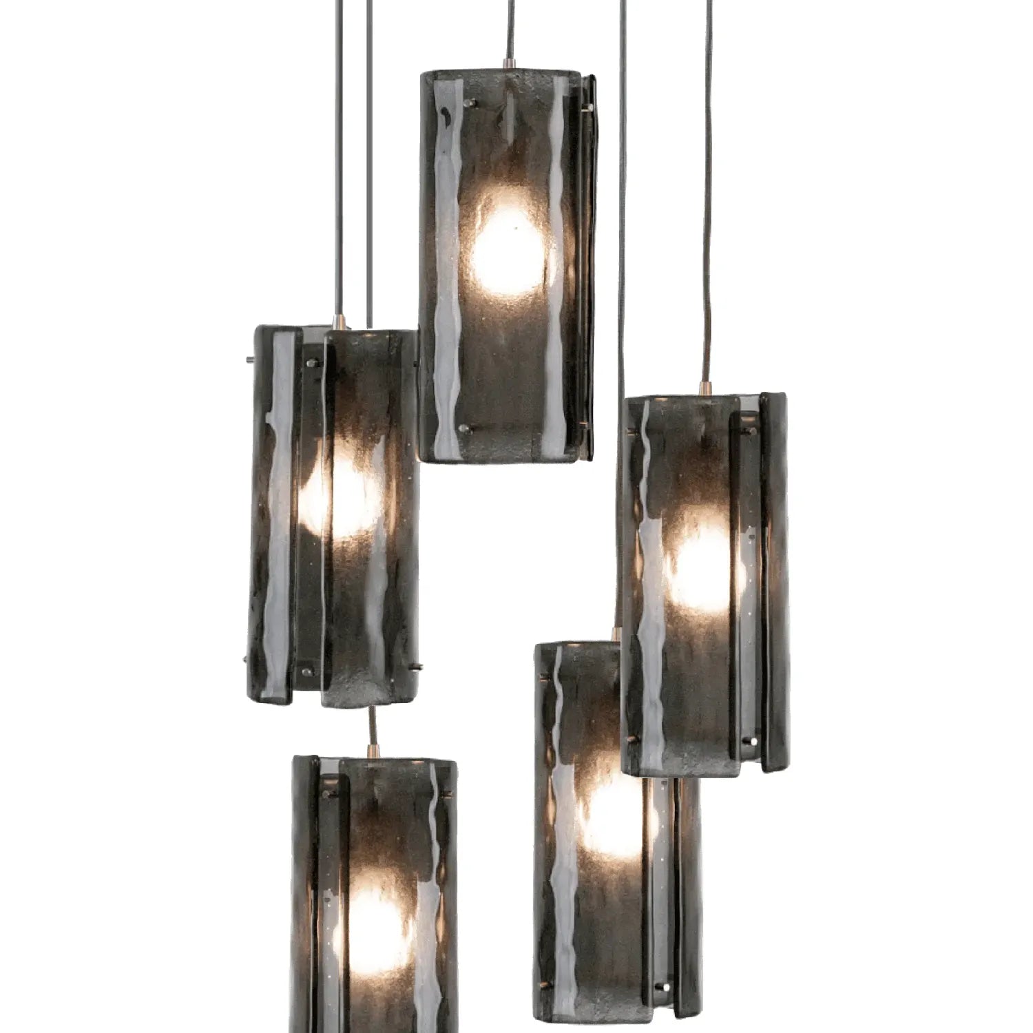 Hammerton Studio - Textured Glass Round Multi-Port, 5-Light - CHB0044-05-BS-SG-C01-E2 | Montreal Lighting & Hardware