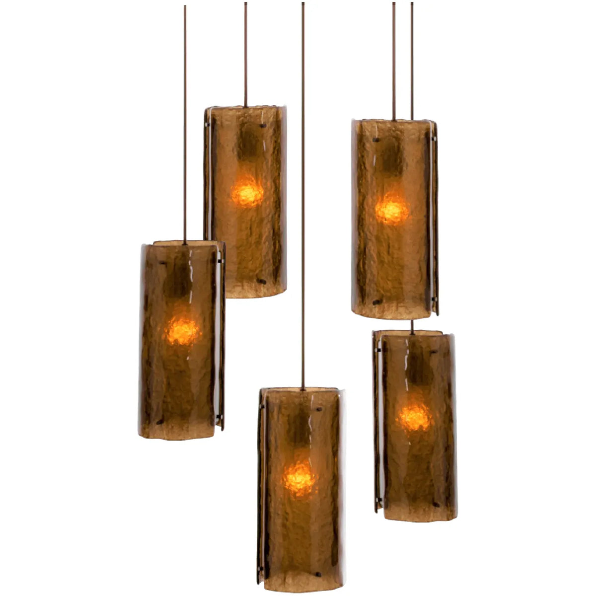 Hammerton Studio - Textured Glass Round Multi-Port, 5-Light - CHB0044-05-FB-BG-C01-E2 | Montreal Lighting & Hardware