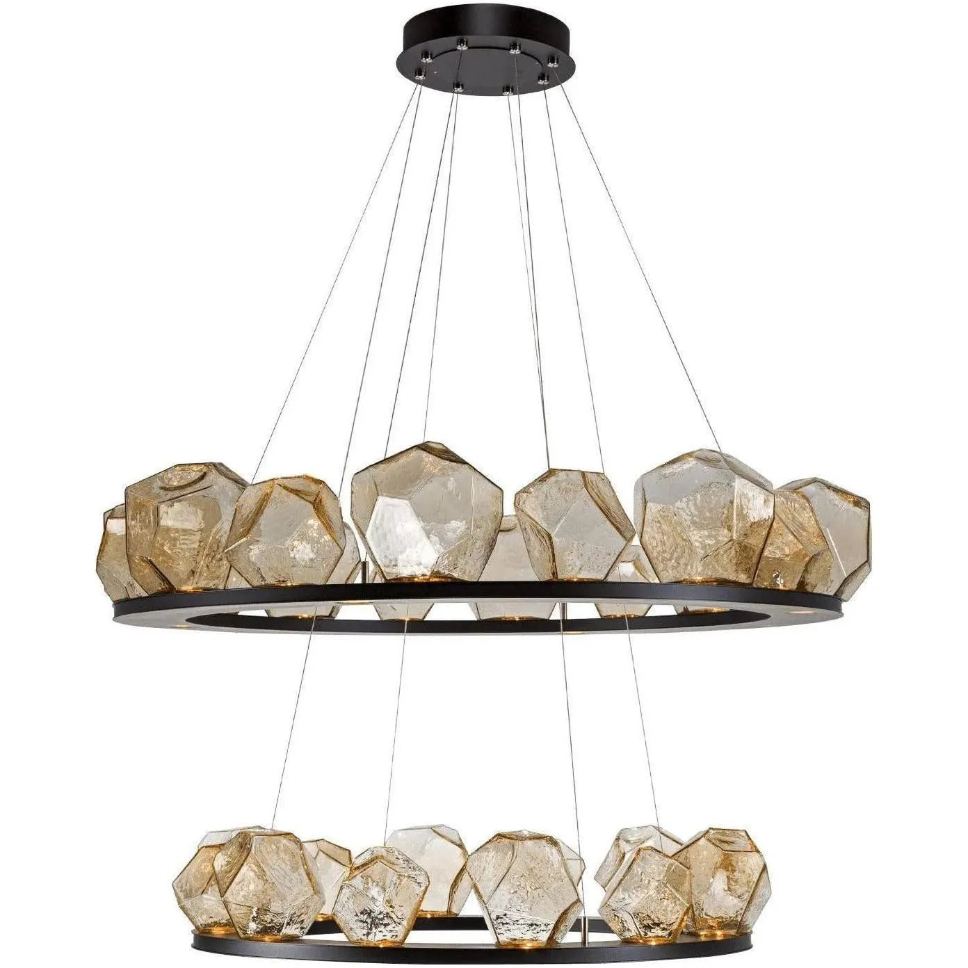 Hammerton Studio - Two Tier Gem Ring Chandelier, 49-Inch - CHB0039-2B-MB-A-CA1-L1 | Montreal Lighting & Hardware