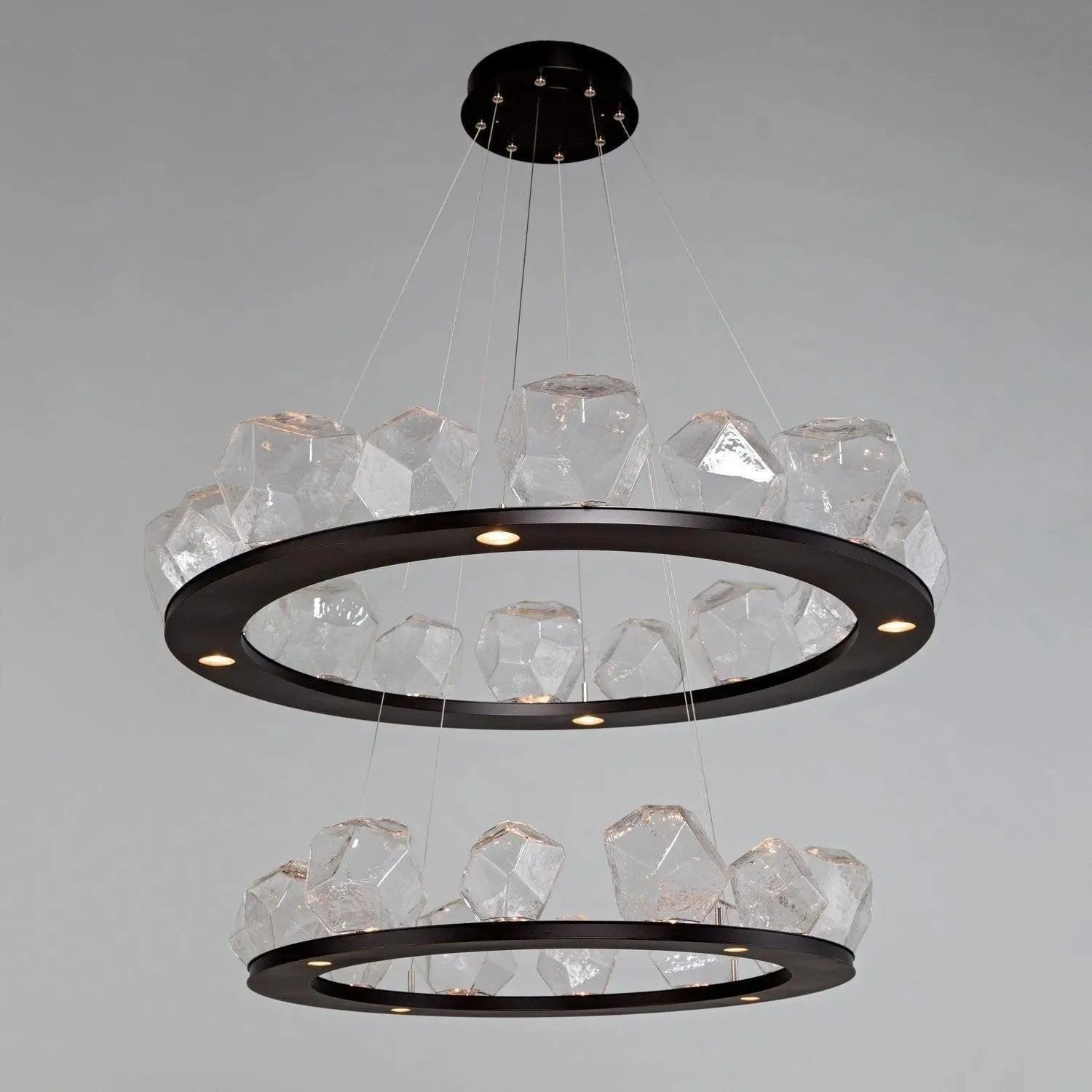 Hammerton Studio - Two Tier Gem Ring Chandelier, 49-Inch - CHB0039-2B-MB-C-CA1-L1 | Montreal Lighting & Hardware