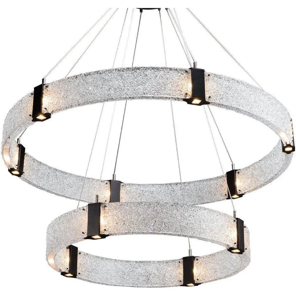 Two Tier Parallel Ring Chandelier, 48-Inch