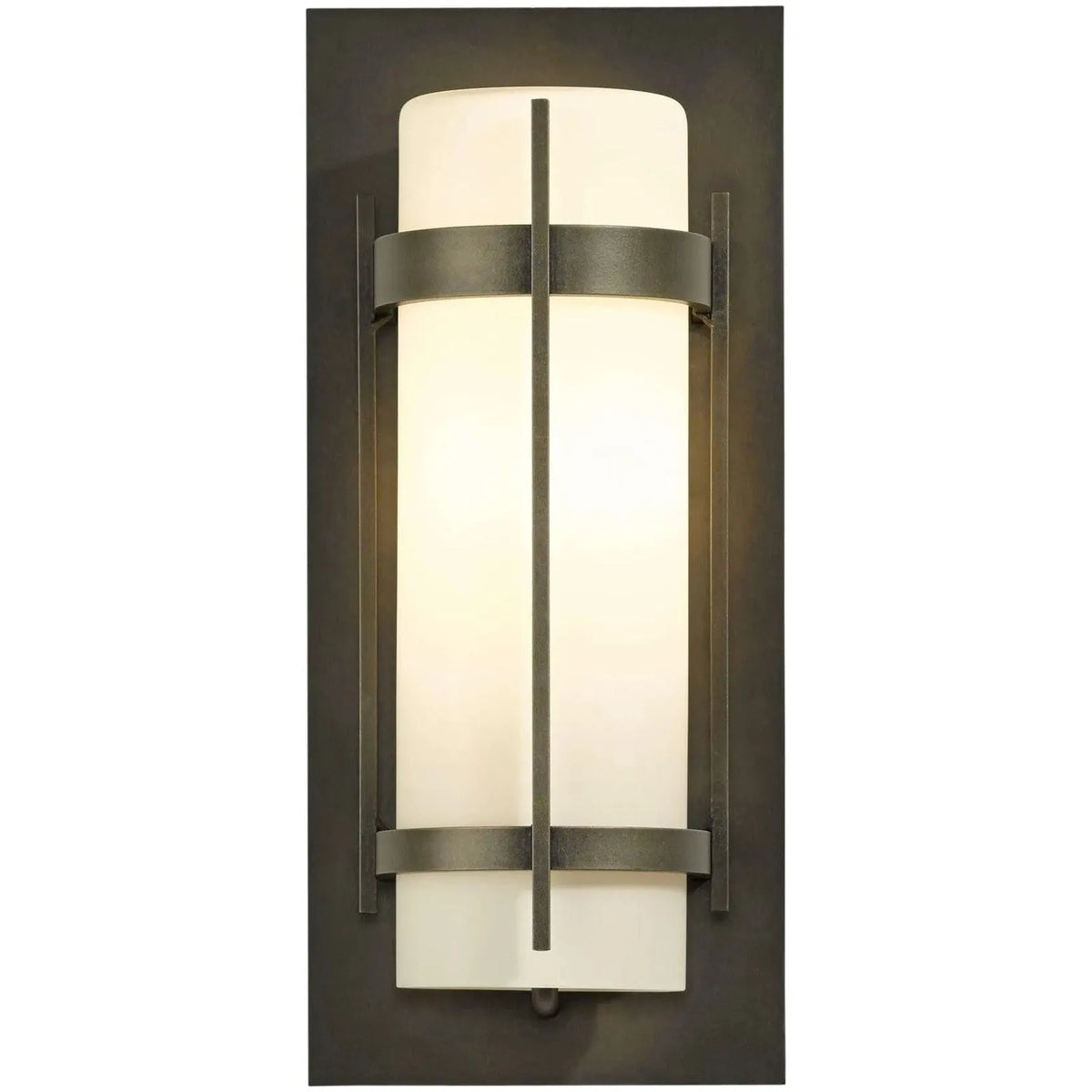 Hubbardton Forge - Banded 15-Inch One Light Outdoor Wall Sconce - 305893-SKT-77-GG0034 | Montreal Lighting & Hardware