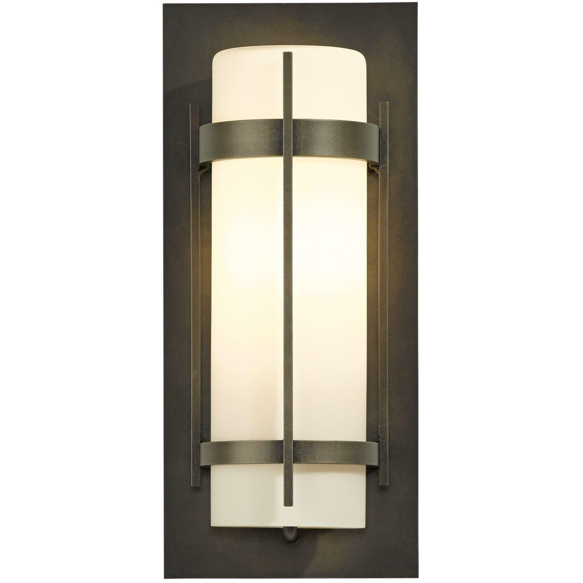 Hubbardton Forge - Banded 15-Inch One Light Outdoor Wall Sconce - 305893-SKT-77-GG0034 | Montreal Lighting & Hardware