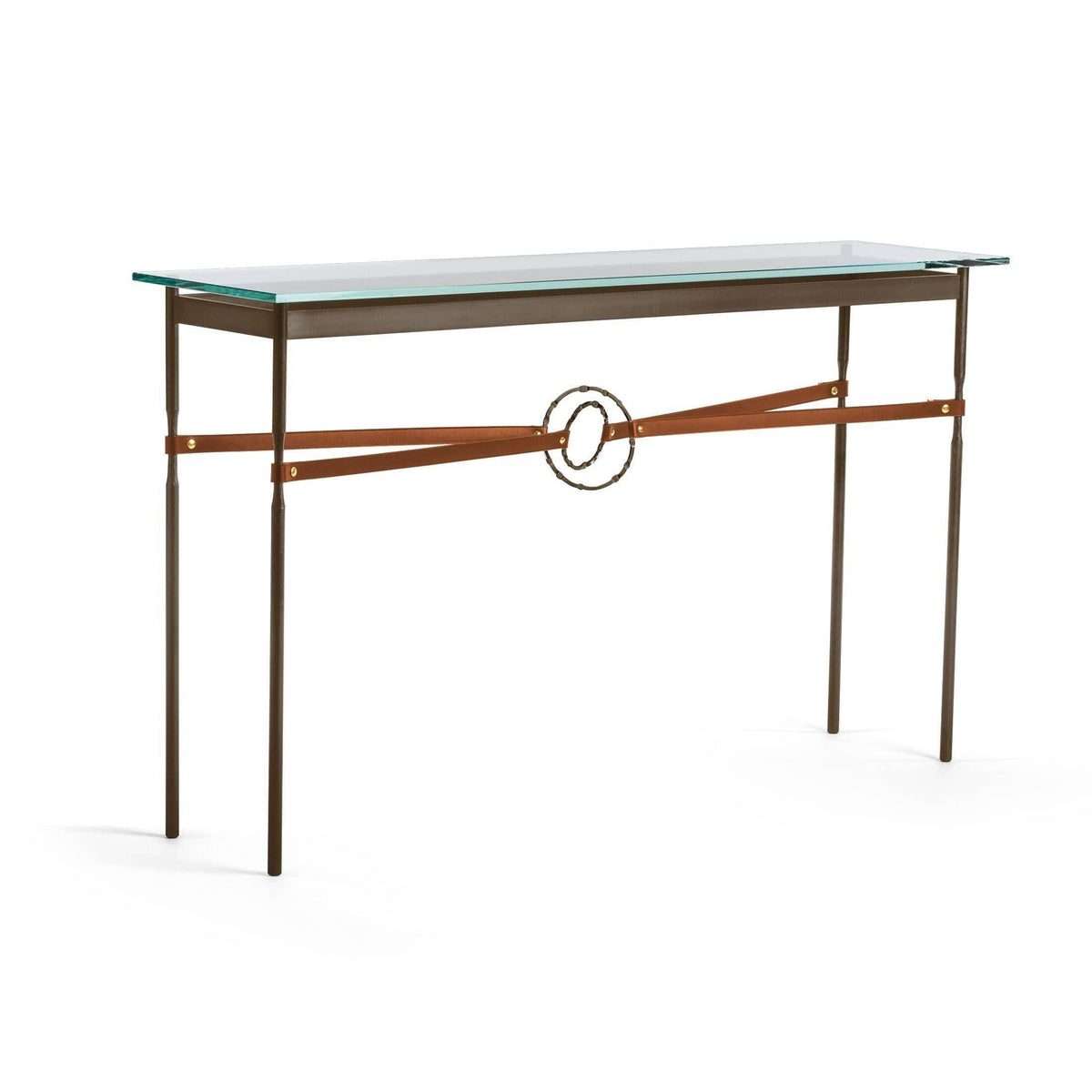 Hubbardton Forge - Equus Chestnut Leather Console Table - 750118-05-05-LC-VA0714 | Montreal Lighting & Hardware