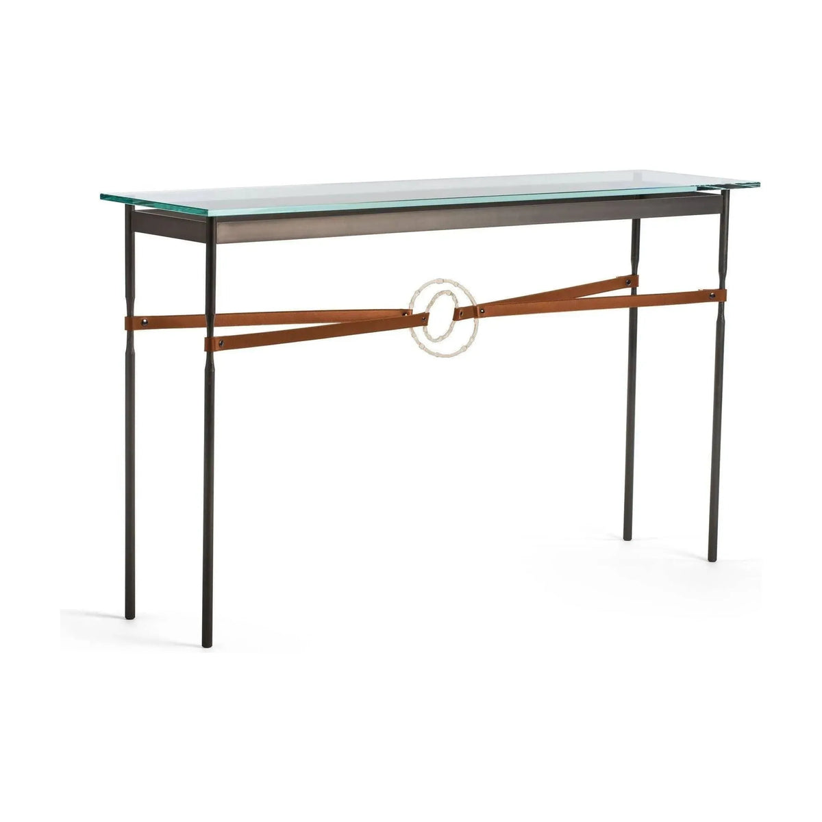 Hubbardton Forge - Equus Chestnut Leather Console Table - 750118-07-84-LC-VA0714 | Montreal Lighting & Hardware