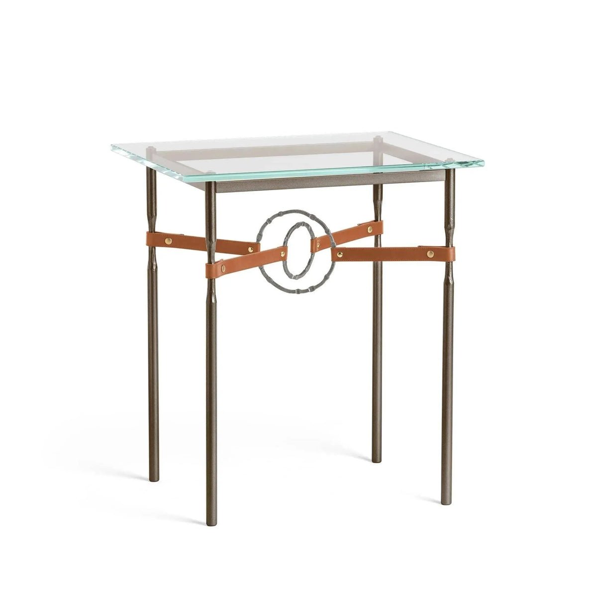 Hubbardton Forge - Equus Chestnut Leather Side Table - 750116-05-20-LC-VA0717 | Montreal Lighting & Hardware