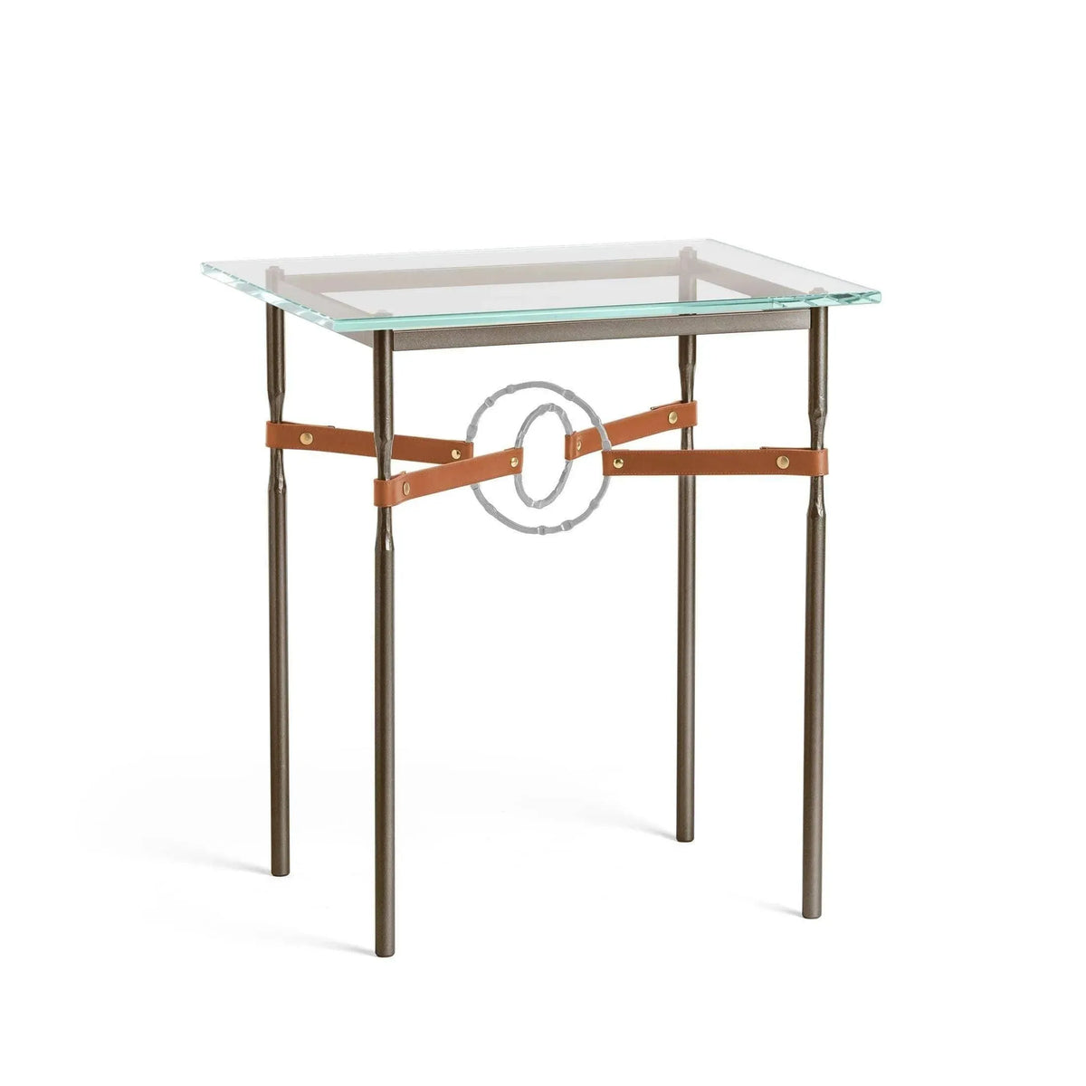 Hubbardton Forge - Equus Chestnut Leather Side Table - 750116-05-82-LC-VA0717 | Montreal Lighting & Hardware