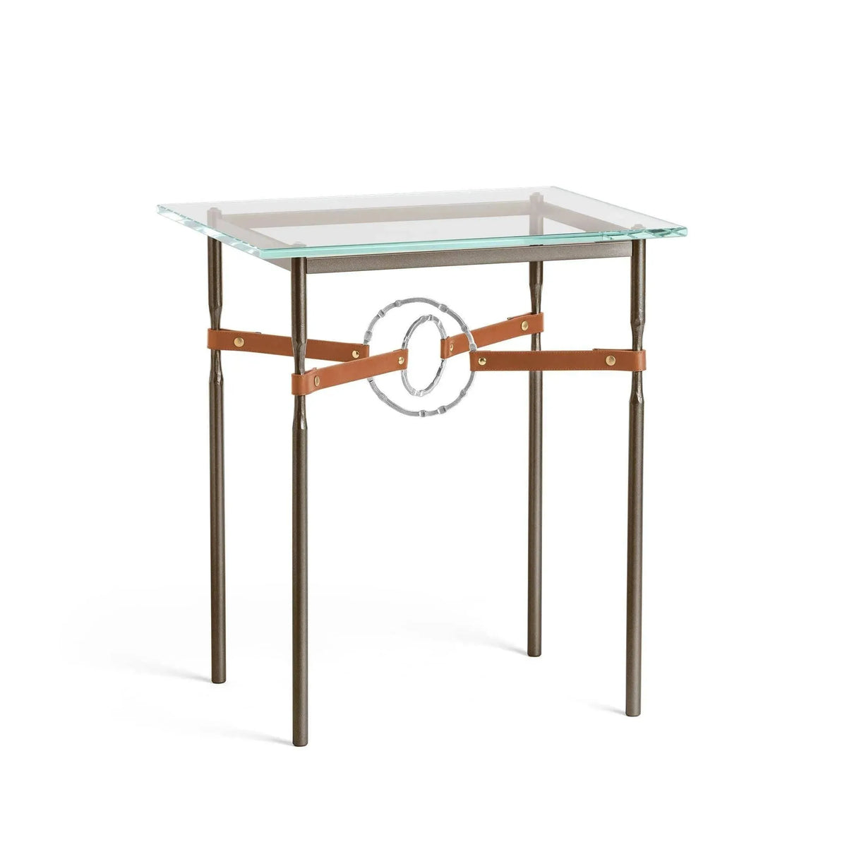 Hubbardton Forge - Equus Chestnut Leather Side Table - 750116-05-85-LC-VA0717 | Montreal Lighting & Hardware