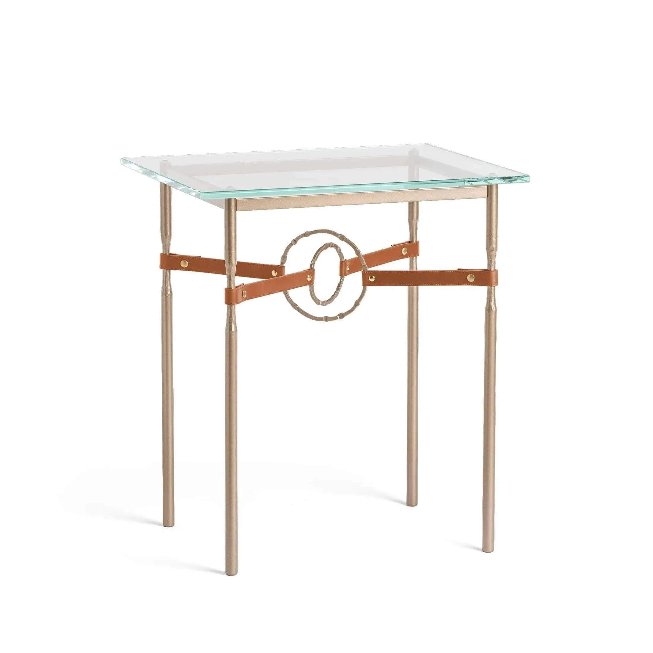 Hubbardton Forge - Equus Chestnut Leather Side Table - 750116-84-84-LC-VA0717 | Montreal Lighting & Hardware