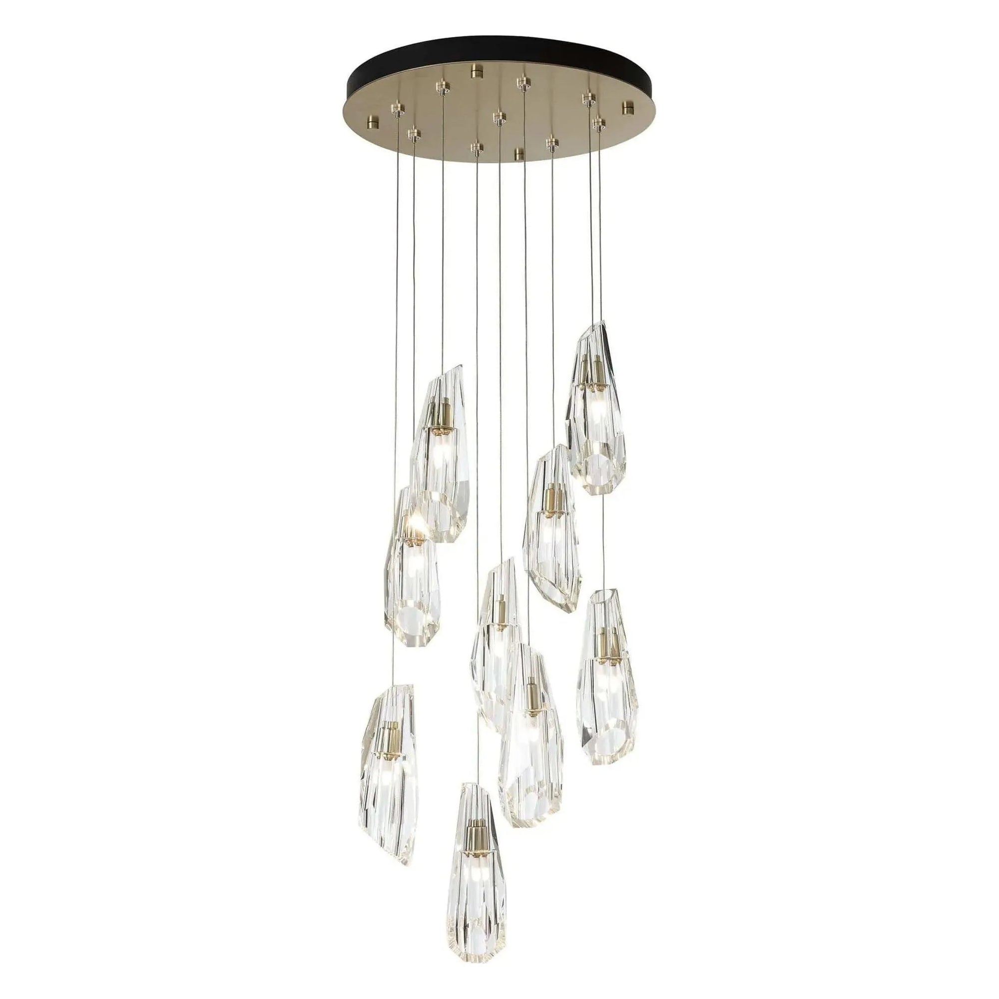 Hubbardton Forge - Luma 9-Light Large Crystal Round Pendant - 131101-SKT-LONG-10-CR | Montreal Lighting & Hardware