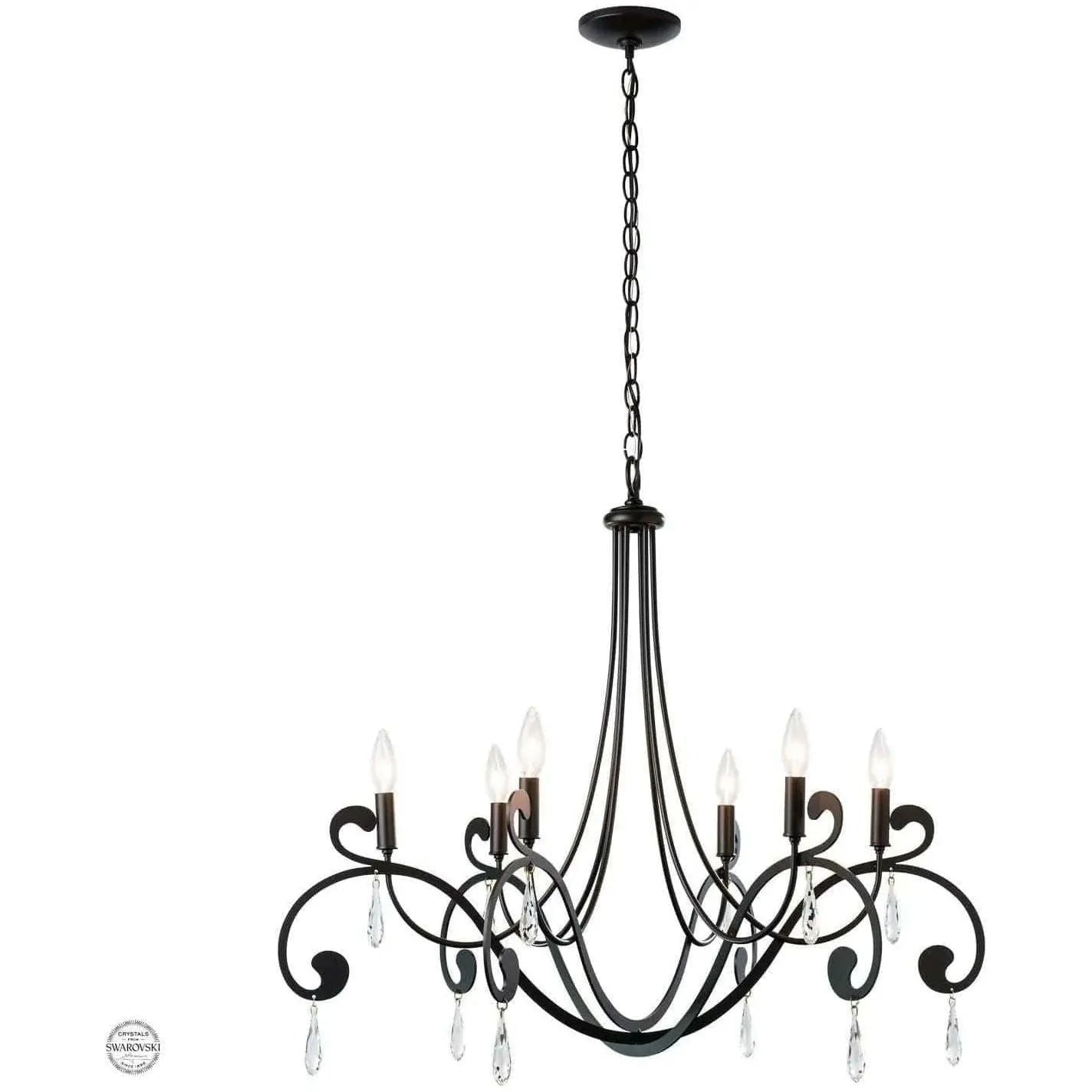Hubbardton Forge - Stella 32-Inch Six Light Chandelier - 105057-SKT-10-CR | Montreal Lighting & Hardware