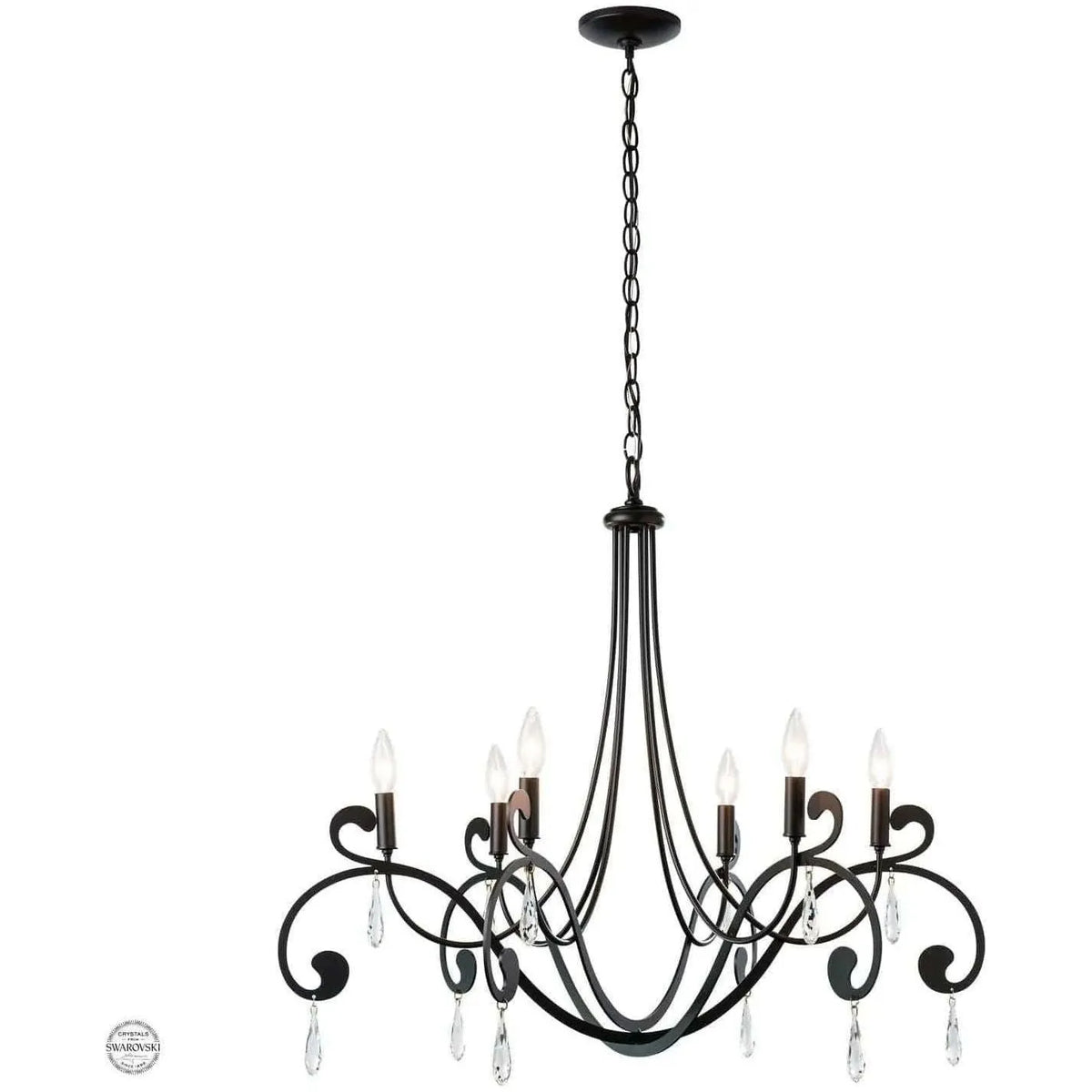 Hubbardton Forge - Stella 32-Inch Six Light Chandelier - 105057-SKT-10-CR | Montreal Lighting & Hardware