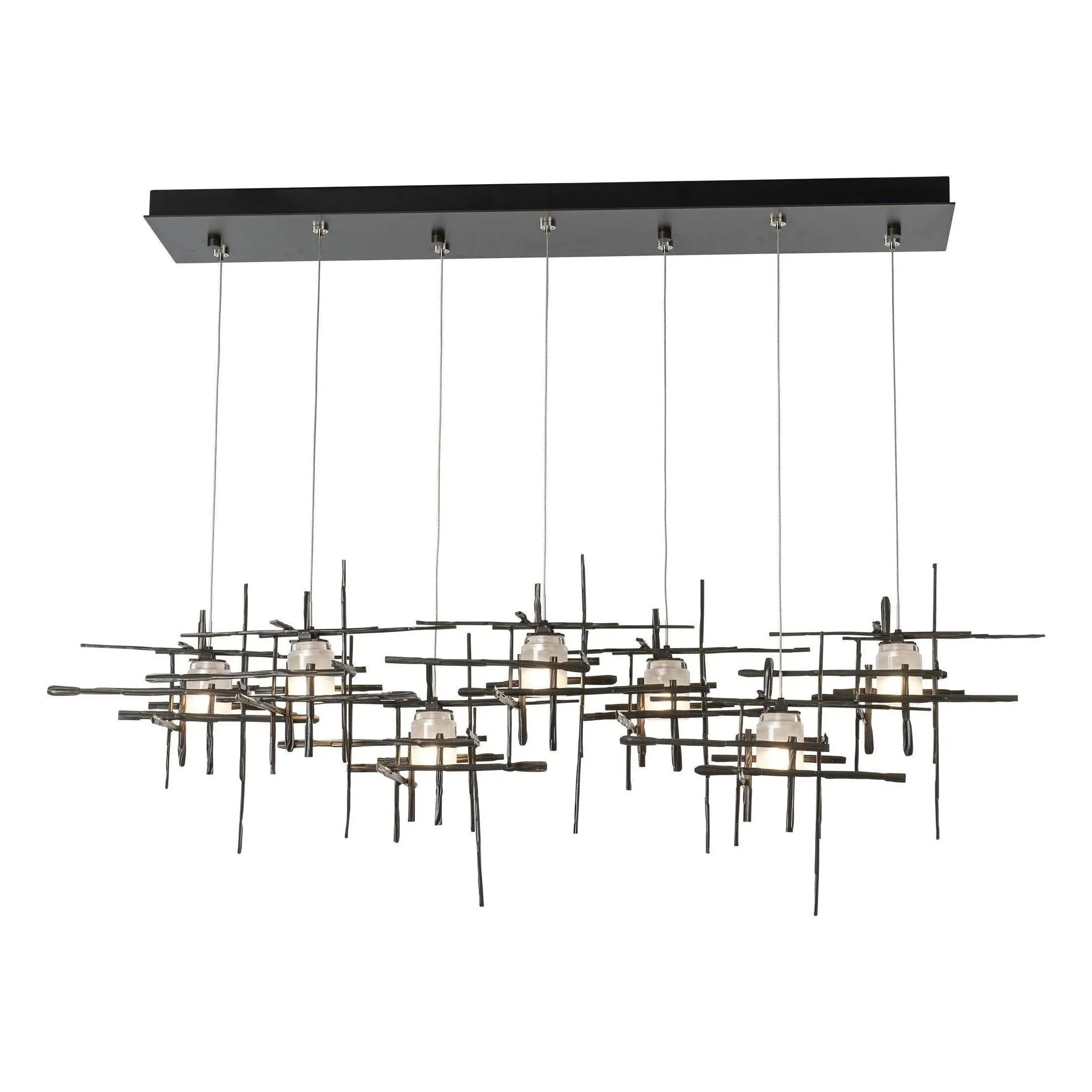 Hubbardton Forge - Tura 7-Light Frosted Glass Rectangular Pendant - 131096-SKT-STND-07-YC0305 | Montreal Lighting & Hardware