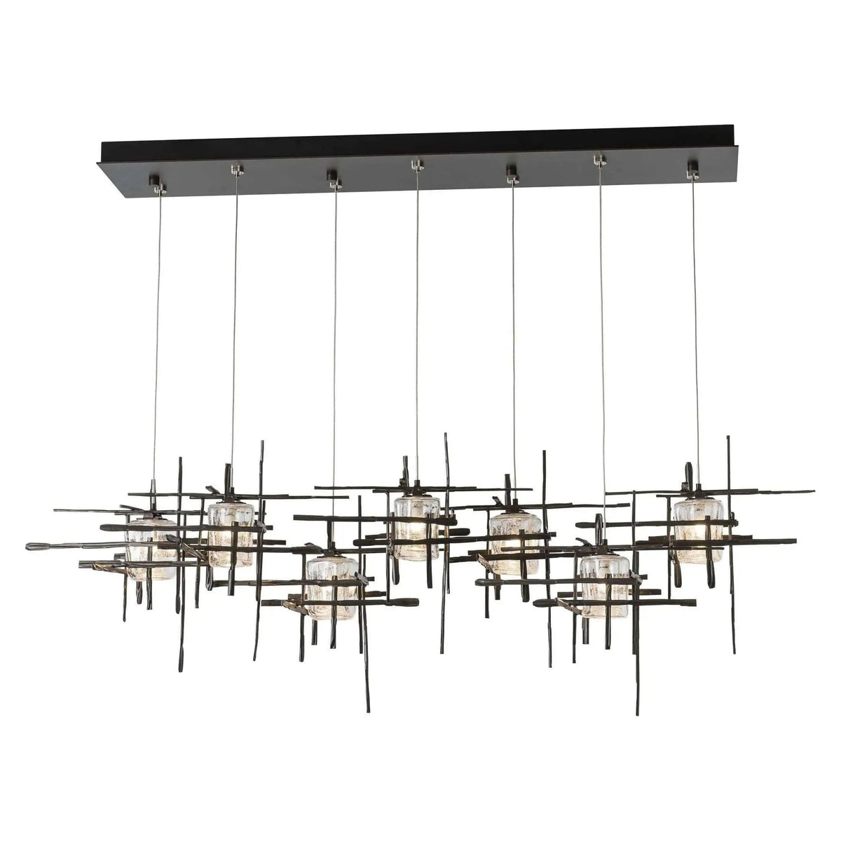 Hubbardton Forge - Tura 7-Light Seeded Glass Rectangular Pendant - 131095-SKT-STND-07-II0728 | Montreal Lighting & Hardware