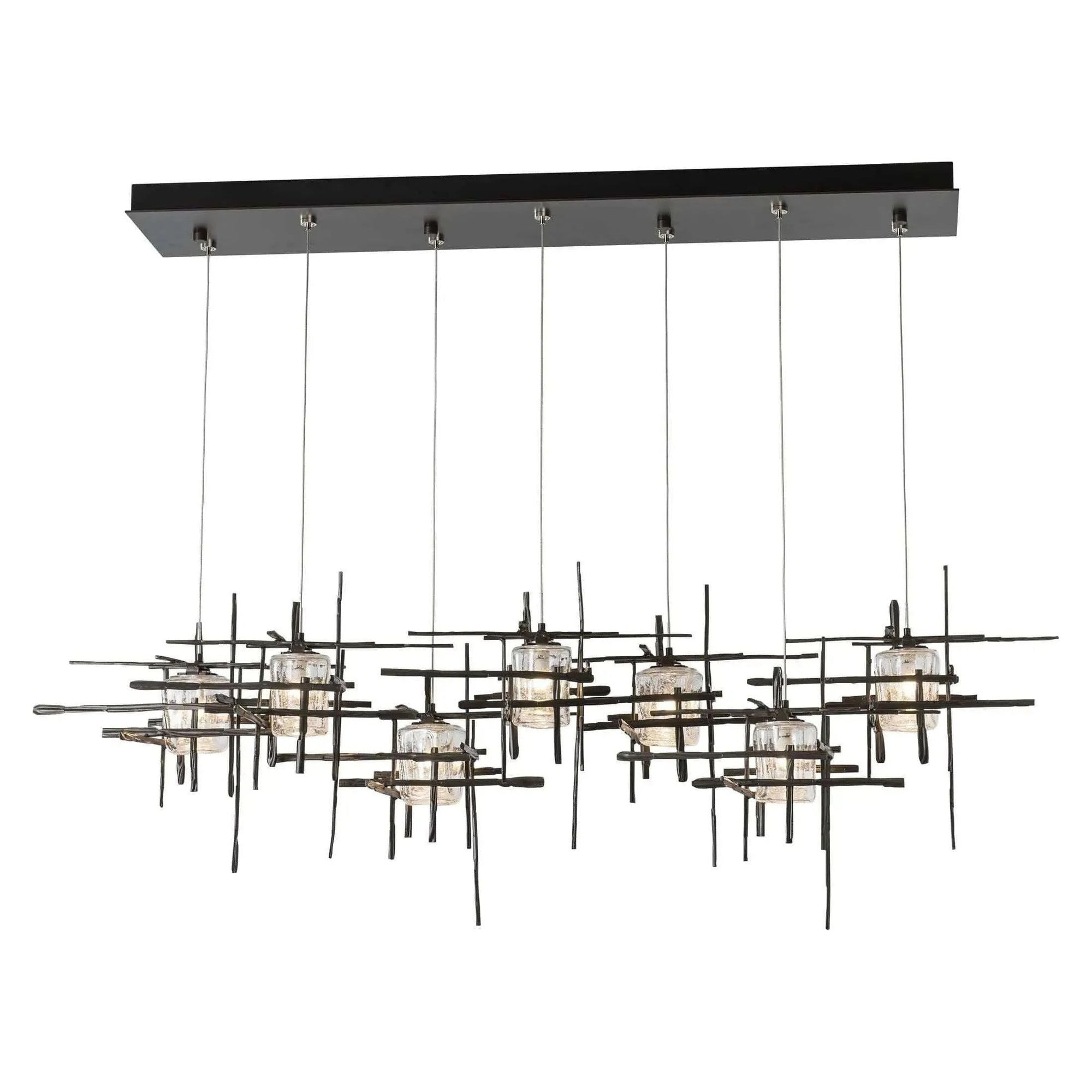 Hubbardton Forge - Tura 7-Light Seeded Glass Rectangular Pendant - 131095-SKT-STND-07-II0728 | Montreal Lighting & Hardware