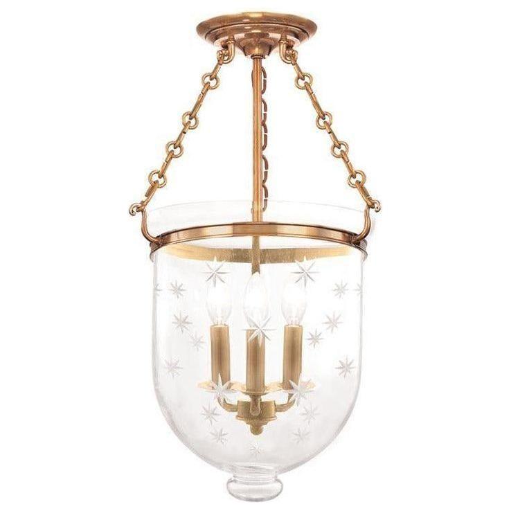 Hudson Valley Lighting - Hampton Star Glass Semi Flush Mount - 253-AGB-C3 | Montreal Lighting & Hardware