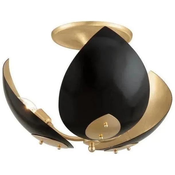 Hudson Valley Lighting - Lotus Semi Flush Mount - 5703-GL/BK | Montreal Lighting & Hardware