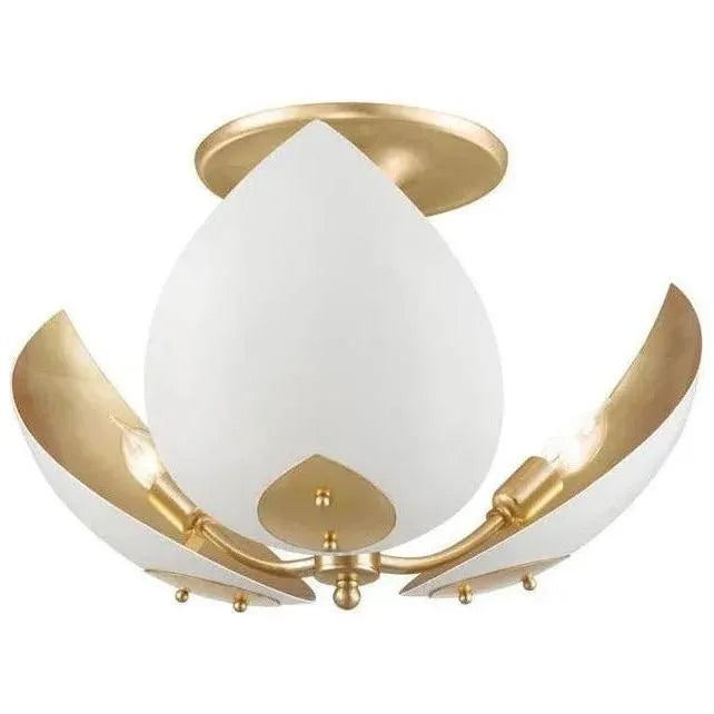 Hudson Valley Lighting - Lotus Semi Flush Mount - 5703-GL/WH | Montreal Lighting & Hardware