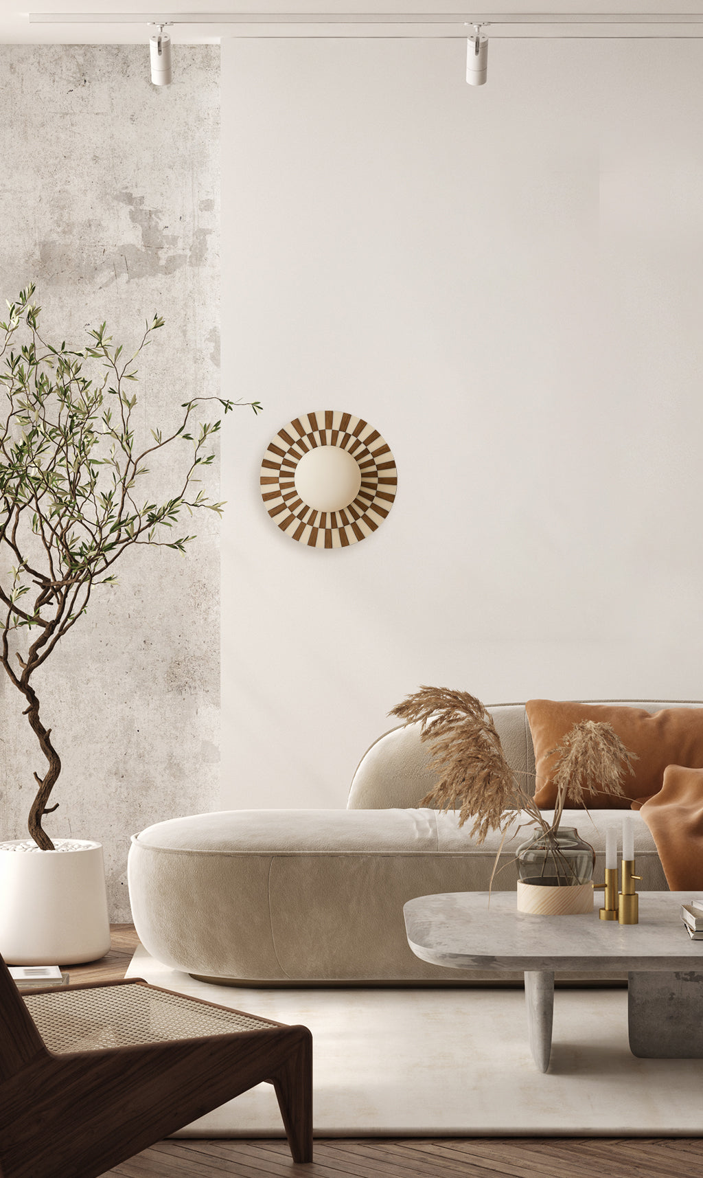 Dounia Home - DH-SHAINLWAL-SM-WOD - Shaa Inlay Wall Sconce - Walnut/Resin