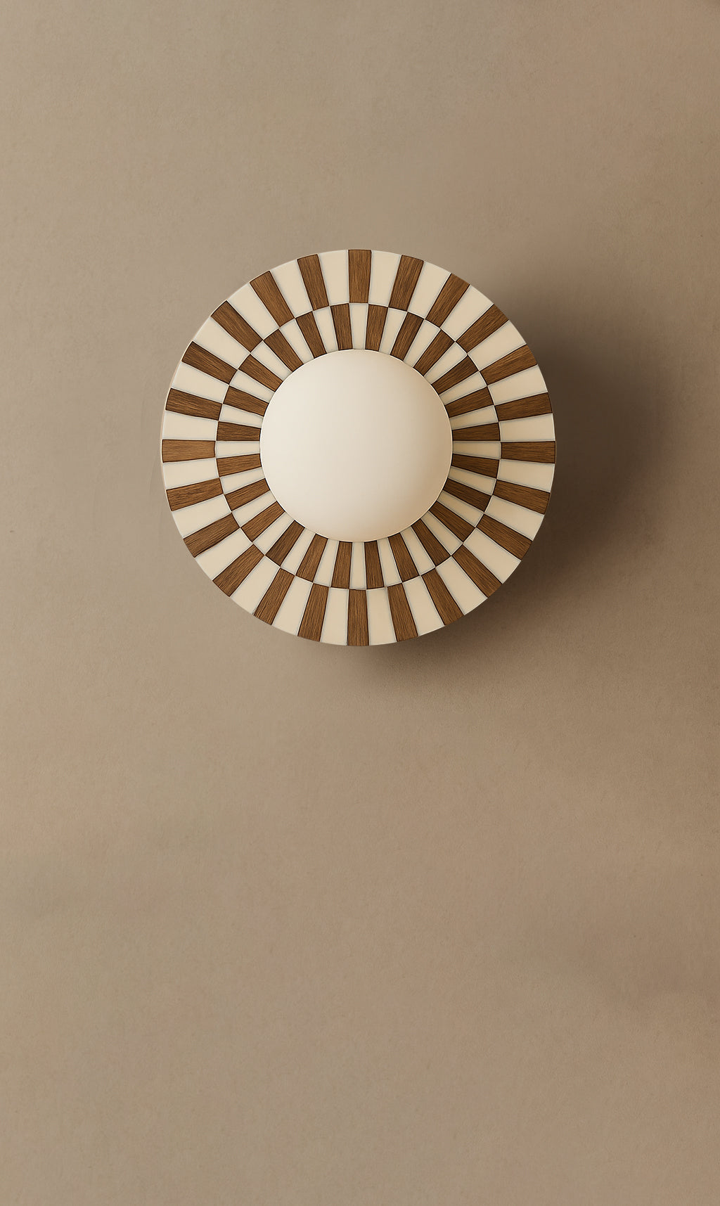 Dounia Home - DH-SHAINLWAL-SM-WOD - Shaa Inlay Wall Sconce - Walnut/Resin