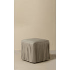 Dounia Home - DH-INAFRILEA-SM-WHT - Ina Fringe Leather Ottoman -  Ivory - Ivory