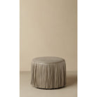 Dounia Home - DH-KORFRILEAOTTBLK-MD-BLK - Kora Fringe Leather Ottoman - Black - Black