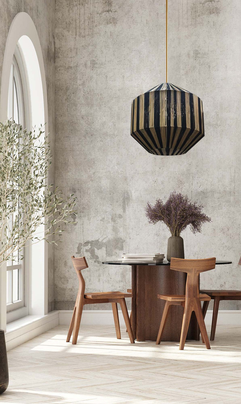 Dounia Home - DH-IZADIAPEN-SM-NR - Iza Diamond Pendant Light - Natural Raffia